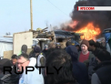 Incendiu puternic la tabara pentru refugiati din Calais: Mai multe corturi improvizate au luat foc - VIDEO