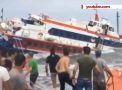 Pasagerii unui feribot au trait momente de panica in portul Stromboli, dupa ce ambarcatiunea s-a lovit de un dig si s-a scufundat partial in mare - VIDEO