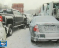Aproape 60 de vehicule s-au ciocnit in lant pe o autostrada din statul Pennsylvania, din cauza ghetusului. Cateva persoane au fost ranite -VIDEO