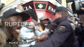Haos la Madrid. Sute de oameni au iesit pe strazi, au aprins fumigene si s-au luat la bataie cu fortele de ordine - VIDEO