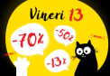 Vineri 13 - Astazi este Ziua Ta Norocoasa la Top Shop. Reduceri de la -13% pana la -70% la toate produsele.