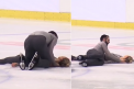 Moment horror in patinaj: a lesinat dupa ce a fost scapata in cap de partener - VIDEO