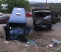Microbuz cu pasageri, facut ZOB dupa ce s-a izbit frontal de un camion. VEZI primele imagini