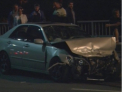 A vrut sa se dea tare, dar nu i-a iesit! Lexus facut zob pe viaduct! S-a luat intrecere cu o alta masina!