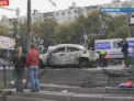 Un Lexus a luat foc la Moscova dupa ce s-a izbit intr-un microbuz de ruta! Martori: Avea 120 km/h!