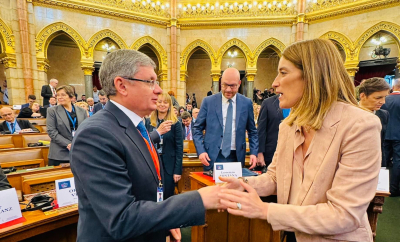 Președintele Parlamentului, Igor Grosu, alături de președintele Parlamentului European, Roberta Metsola, la Budapesta: „Vom discuta despre viitorul Europei”