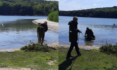 Trotinetă, cauciuc și sticle. Ce au mai găsit responsabibilii de la Spații Verzi în lacurile din capitală, în timpul pregătirii plajelor pentru sezonul estival - FOTO