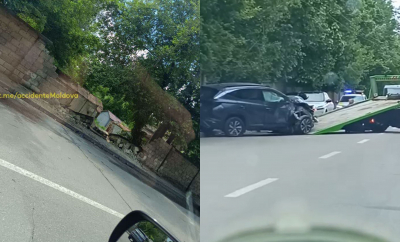 Accident în capitală: Un șofer a ajuns la spital, după ce și-a pierdut cunoștința la volan și a ajuns cu mașina într-un gard - VIDEO
