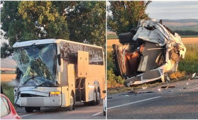 Un autocar cu 60 de ucraineni, implicat într-un accident cu un microbuz în Bacău. Doi oameni au murit și alți șase au fost răniți - FOTO/ VIDEO
