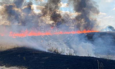 Incendiu de proporții în stânga Nistrului: focul a mistuit peste 20 de hectare de teren agricol. Trei echipaje de pompieri au intervenit - FOTO/VIDEO