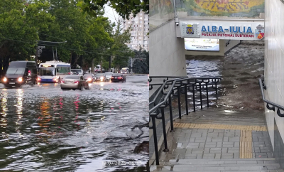 Ploaia torențială a dat bătăi de cap locuitorilor din capitală: Mai multe străzi au fost transformate în adevarate râuri, iar unele subterane - inundate - FOTO/VIDEO