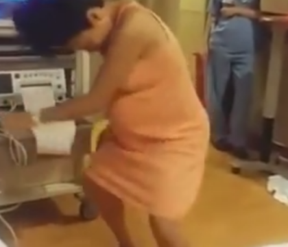 Video viral. Momentul in care o gravida in travaliu danseaza in salon pentru a uita de dureri. Sotul ei a filmat totul