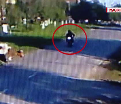 Un motociclist a intrat in plin intr-o cireada de vaci. Accidentul, surprins camerele de supraveghere