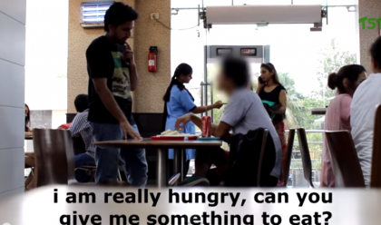 "Mi-e foame. Poti sa-mi dai ceva de mancare?". Un videoclip viral arata diferenta dintre oamenii strazii si cei cu bani