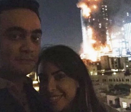 Doi tineri indragostiti si-au facut un selfie cu incendiul din Dubai si l-au publicat pe internet. Cum au reactionat oameniil Doi tineri indragostiti si-au facut un selfie cu incendiul din Dubai si l-au publicat pe internet. Cum au reactionat oameniil