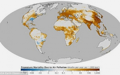 NASA a publicat harta globala a poluarii. Europa de Est si Asia, printre cele mai afectate zone NASA a publicat harta globala a poluarii. Europa de Est si Asia, printre cele mai afectate zone