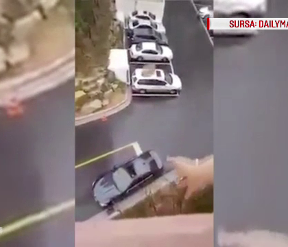 I-a aruncat sendvisul de pe balcon, direct pe trapa masinii. Filmarea care a strans 1 milion de vizualizari pe YouTube - VIDEO 