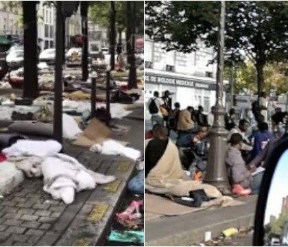 Scene de apocalipsa. Mizeria lasata de migrantii mutati cu forta de politie dintr-o tabara din Paris - VIDEO