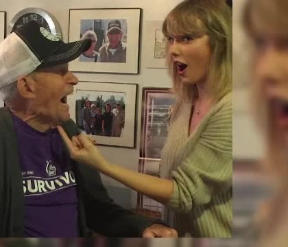 Taylor Swift are fani din toate categoriile de varsta. Artista i-a facut o vizita unui veteran de 96 de ani, fanul sau