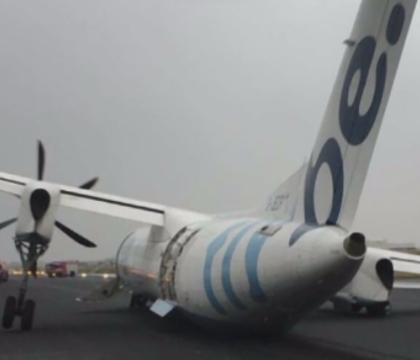 Emotii la aterizarea unei curse Edinburgh-Amsterdam. Momentul in care una din rotile avionului a cedat. VIDEO