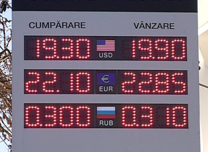 Un EURO costa aproape 23 de lei, iar un DOLAR - 20 de lei. Cursul afisat astazi de unele banci si case de schimb valutar - FOTO Un EURO costa aproape 23 de lei, iar un DOLAR - 20 de lei. Cursul afisat astazi de unele banci si case de schimb valutar - FOTO