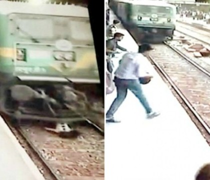 Momentul in care o tanara din India este lovita in plin de un tren. Fata traversa calea ferata cu casti in urechi. Imagini care va pot afecta emotional - VIDEO