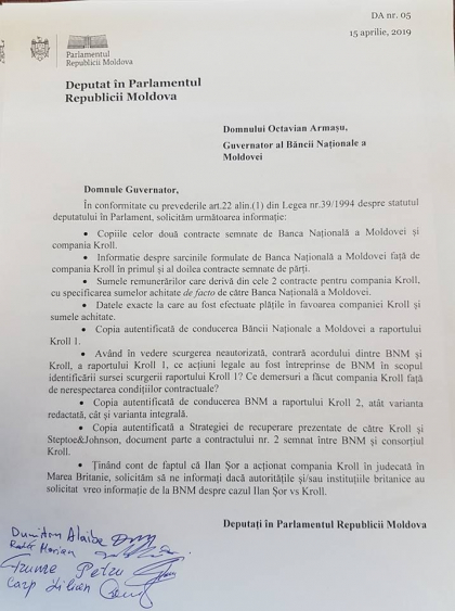 ACUM a trimis inca o adresare catre BNM: "Am cerut informatie despre cazul Ilan Șor vs Kroll"