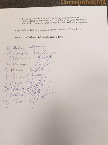 Blocul ACUM, catre SIS si MAI: "Rugam sa oferiti informatie oficiala despre toata comunicarea institutiei dvs. cu prim ministrul si Presedintia Republicii Moldova inainte, in timpul si dupa expulzarea celor sapte profesori"