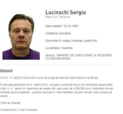 Sergiu Lucinschi, fiul fostului presedinte Petru Lucinschi, dat in urmarire internationala de Politia Romana Sergiu Lucinschi, fiul fostului presedinte Petru Lucinschi, dat in urmarire internationala de Politia Romana