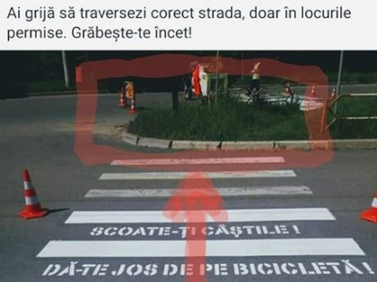 Unde duce o trecere de pietoni, vopsita recent de muncitori. Ce au observat internautii in postarea lui Ruslan Codreanu, care ulterior a fost stearsa de primarul interimar - FOTO 