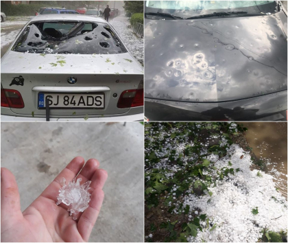 GALERIE FOTO: distrugeri mari provocate de grindina in Salaj. Mai multi oameni au fost raniti de bucatile de grindina cat oul de prepelita