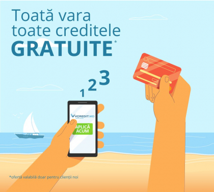 Toata vara, la Vcredit.md – toate creditele vor fi gratuite pentru toti clientii noi Toata vara, la Vcredit.md – toate creditele vor fi gratuite pentru toti clientii noi