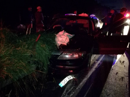 Un barbat care se afla in caruta a ajuns la spital, dupa ce o masina a dat peste el