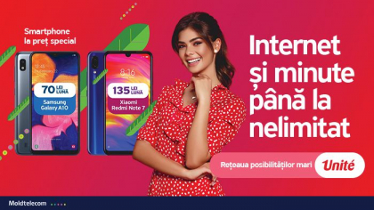 Cu abonamentele Unite ai minute si internet pana la nelimitat si smartphone de top de la 70 lei pe luna. 