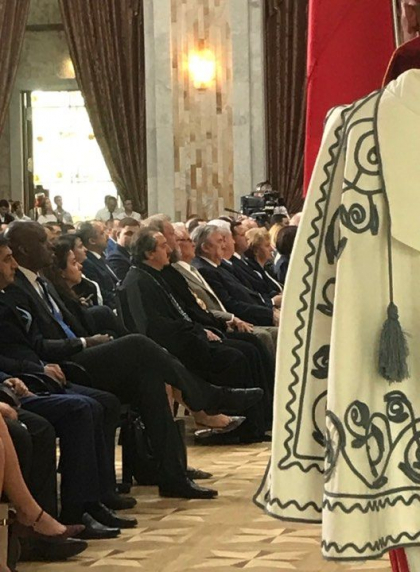 Fostii presedinti ai RM Petru Luchischi, Mircea Snegur si Vladimir Voronin, prezenti la ceremonia consacrata aniversarii a 25-a a adoptarii Constitutiei Republicii Moldova, alaturi de Igor Dodon. Nicolae Timofti lipseste - FOTO