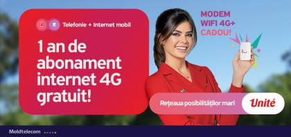 1 an de abonament internet 4G gratuit de la Unite!