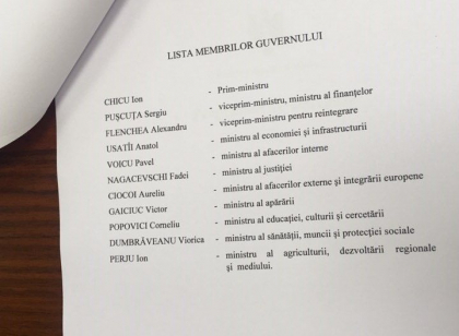 ULTIMA ORA. Cine vor fi urmatorii ministri in Guvernul Chicu. Lista integrala: Anatol Usatii - ministrul al Economiei, iar Fadei Nagacevschi - ministrul Justitiei - FOTO