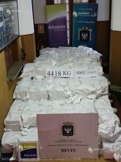 Uruguay: Captura record de cocaina, estimata la peste 1 miliard de dolari pe piata neagra Uruguay: Captura record de cocaina, estimata la peste 1 miliard de dolari pe piata neagra