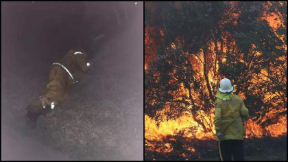 Australia arde! Pompier fotografiat in timp ce doarme 5 minute, intre interventii de 12 ore