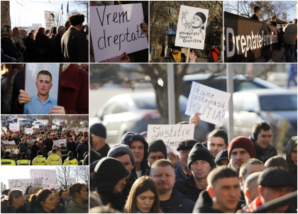 GALERIE FOTO de la protestul organizat la IP Ialoveni, unde oamenii cu pancarte in maini cer dreptate pentru tanarul ucis in bataie la Costesti