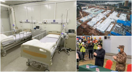 Primele imagini din spitalul Huoshenshan, construit de chinezi in 9 zile. Azi, au fost internati primii pacienti - VIDEO