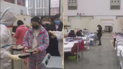 Cum arata un spital cu pacienti cu coronavirus, improvizat intr-o sala de sport din Wuhan - FOTO/VIDEO