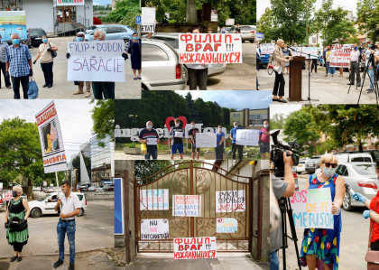 Protest in fata sediului PD. Simpatizantii Partidului Sor, nemultumiti de declaratia lui Pavel Filip precum ca magazinele sociale trebuie inchise. Reactia liderului PD Protest in fata sediului PD. Simpatizantii Partidului Sor, nemultumiti de declaratia lui Pavel Filip precum ca magazinele sociale trebuie inchise. Reactia liderului PD