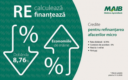 Moldova Agroindbank lanseaza oferta pentru intreprinderile micro: Recalculeaza si Refinanteaza