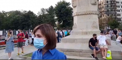 Protest in centrul capitalei. Maia Sandu: "Oamenii buni isi apara Independenta" Protest in centrul capitalei. Maia Sandu: "Oamenii buni isi apara Independenta"