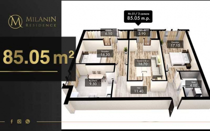 Vrei sa traiesti in centrul Chisinaului? Poti avea 10%* reducere la apartament de 85 m2 in MilaniN Residence! Vrei sa traiesti in centrul Chisinaului? Poti avea 10%* reducere la apartament de 85 m2 in MilaniN Residence!