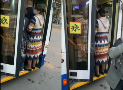 Nici vorba de distanta sociala. Un troleibuz din capitala, bucsit pana la refuz cu pasageri - VIDEO
