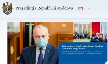 Din moldoveneasca in romana. Pe pagina Presedintiei a fost schimbata limba oficiala Din moldoveneasca in romana. Pe pagina Presedintiei a fost schimbata limba oficiala