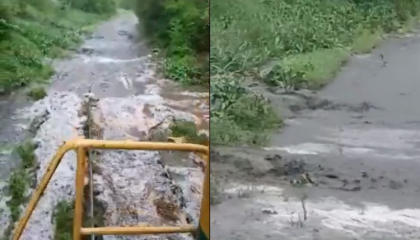 Trenuri blocate la Ocnita: "Vom sta aici pana dimineata". Calea ferata - inghitita de namol si pietris - VIDEO