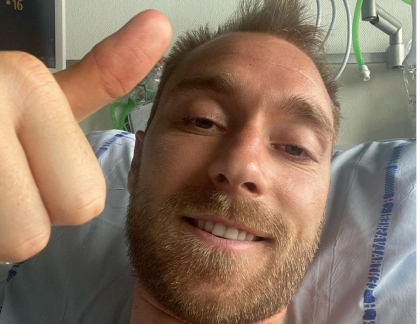 Christian Eriksen isi incurajeaza coechipierii de pe patul de spital Christian Eriksen isi incurajeaza coechipierii de pe patul de spital